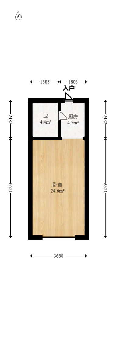 上峰苑（兰亭玥岛）  1室1厅1卫   28.00万室内图1