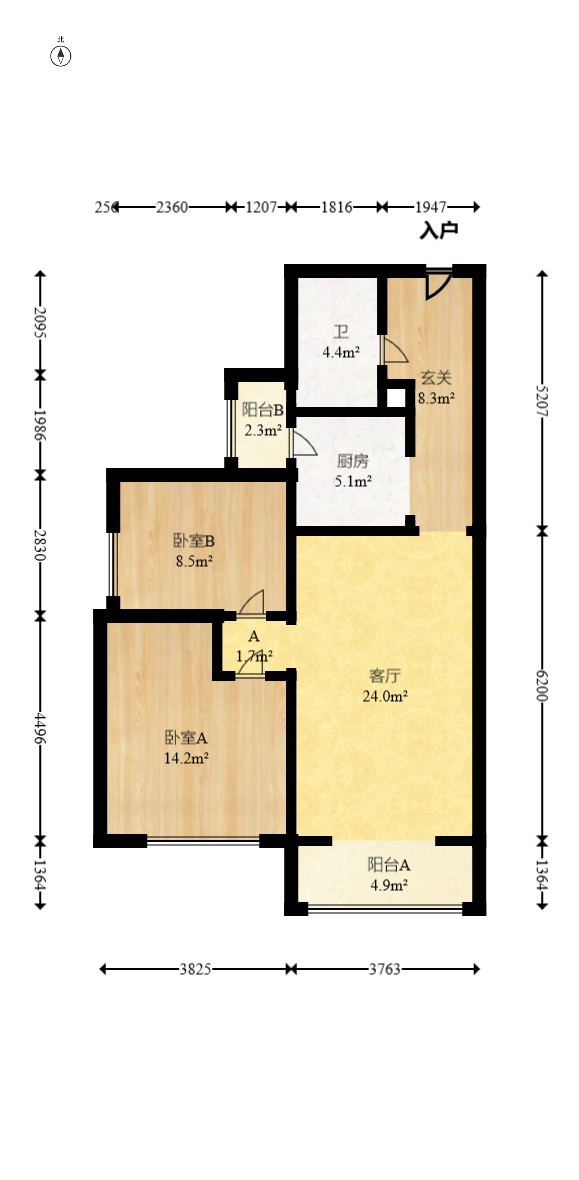 福泽园  2室2厅1卫   101.00万室内图1