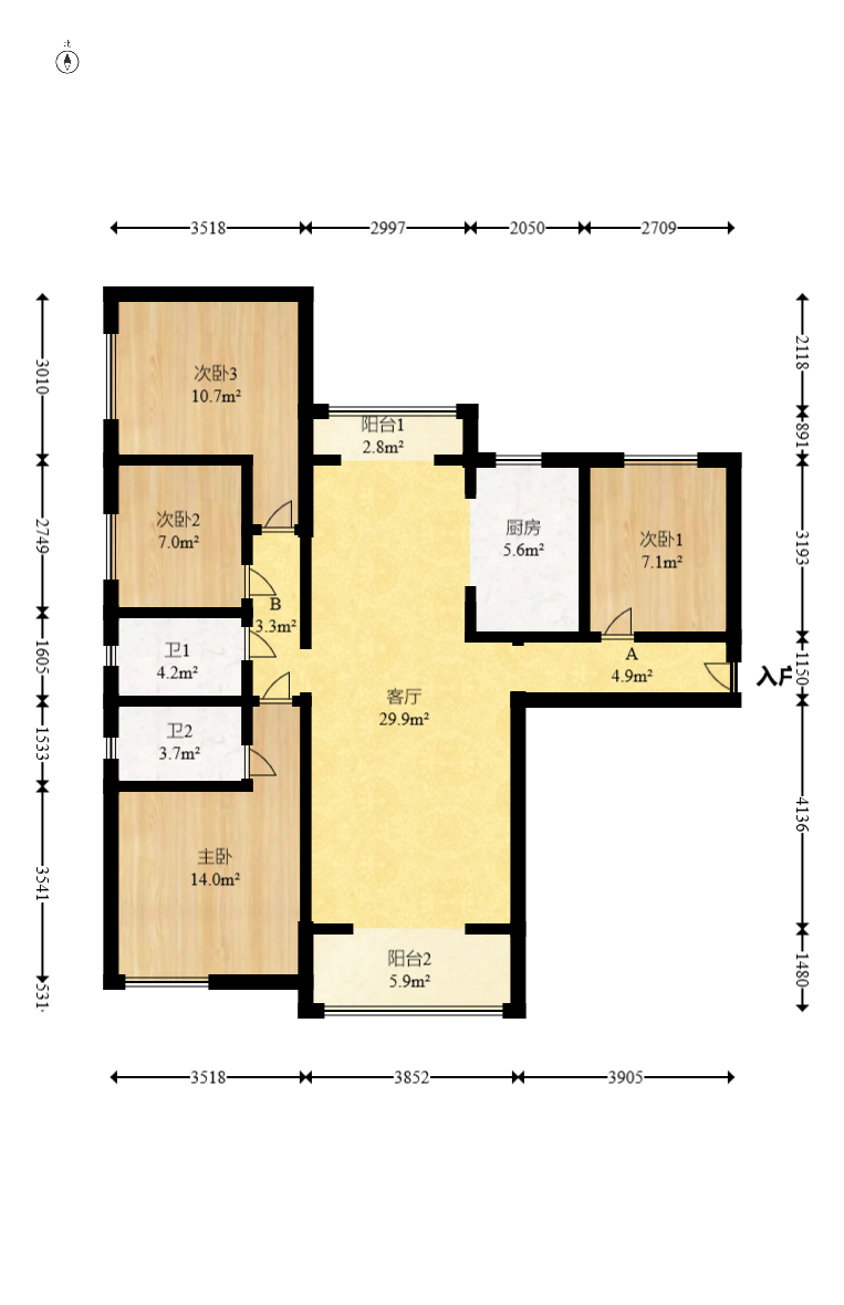 海伦春天  4室2厅2卫    90.0万 海伦春天  4室2厅2卫    90.0万户型图