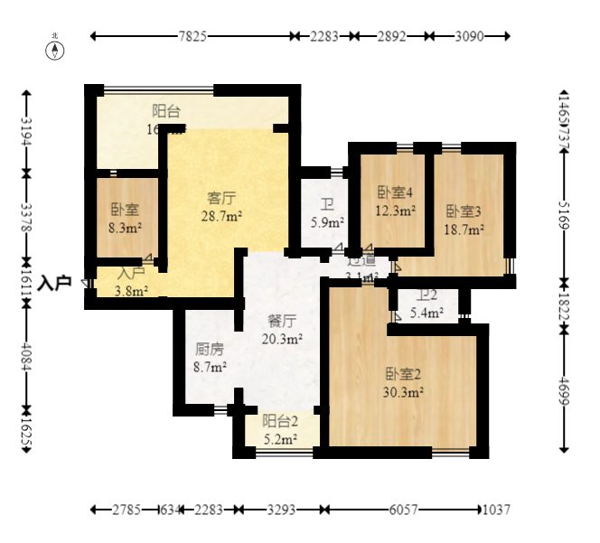 岳麓壹号  4室2厅2卫   220.00万室内图1