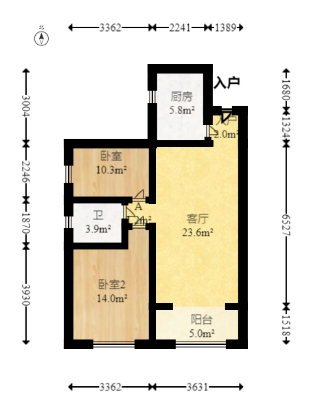 潇湘奥林匹克花园  2室2厅1卫   63.80万室内图1