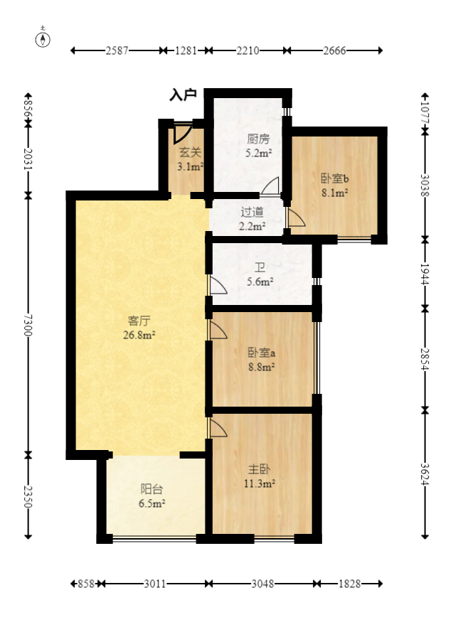 美的翰城 3室2厅1卫 62.0万 美的翰城 3室2厅1卫 62.0万户型图