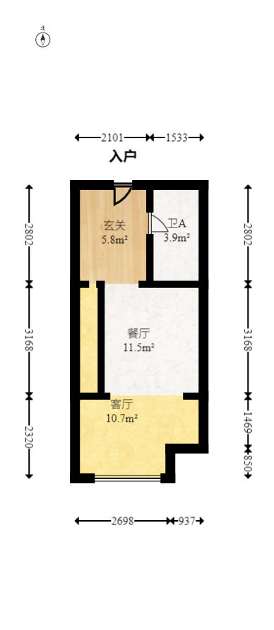 北辰时光里  2室1厅2卫   30.00万