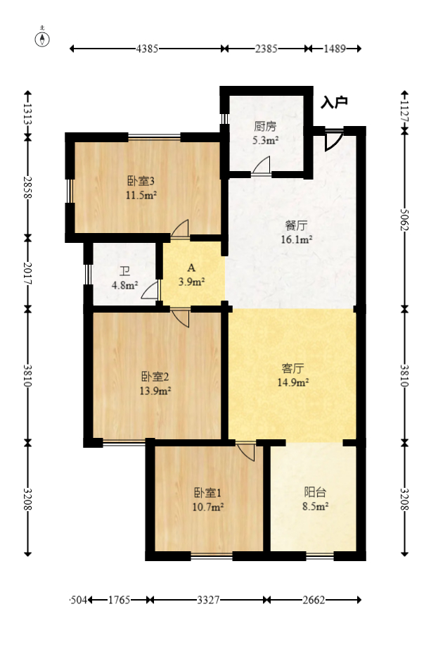 乾城（兴旺乾城）  3室2厅1卫   85.00万室内图1