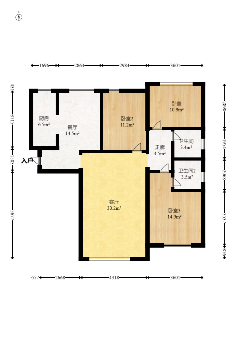 高林仕家 3室2厅2卫 66.6万 高林仕家 3室2厅2卫 66.6万户型图