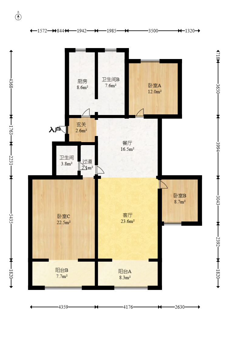 长沙市天心区个体协会宿舍白沙街170号/172号  3室1厅1卫   88.00万室内图1