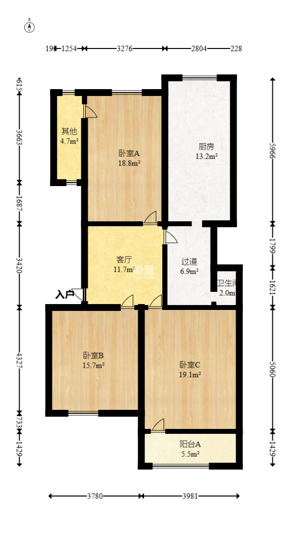 湘农桥社区  3室1厅1卫    61.8万
