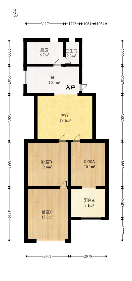 化工设计院  3室1厅1卫   62.80万室内图1