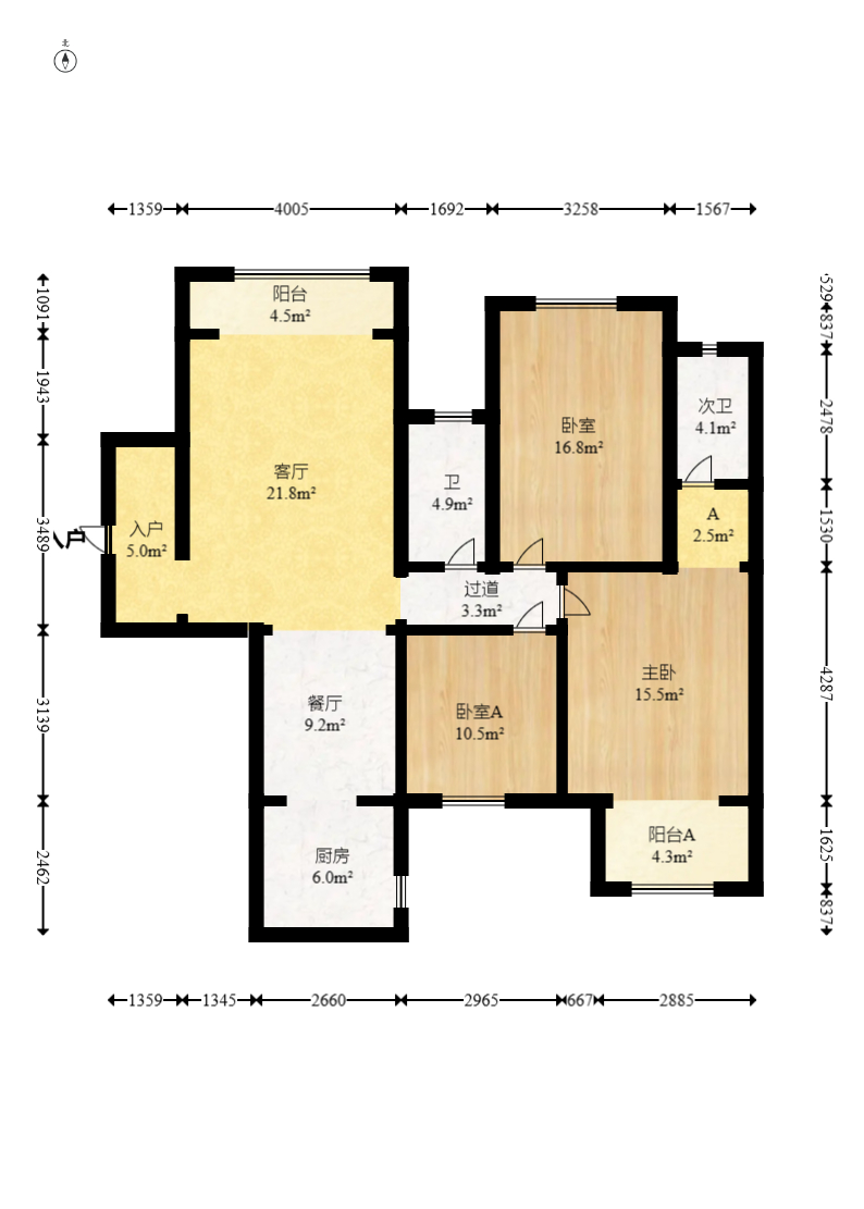 新长海广场 3室2厅2卫 63.8万 新长海广场 3室2厅2卫 63.8万户型图
