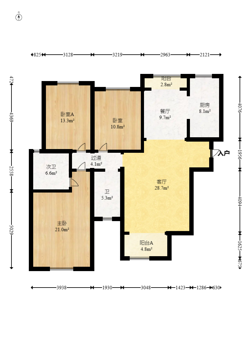 楚天世纪城西苑 3室2厅2卫 118.0万 楚天世纪城西苑 3室2厅2卫 118.0万户型图