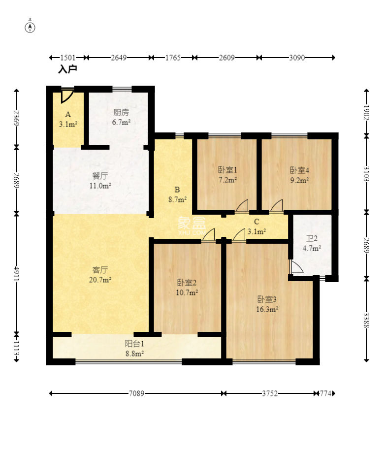 旭輝國悅府  3室2廳2衛(wèi)   205.00萬