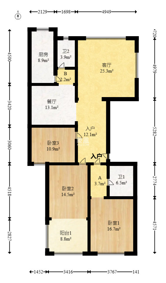 鑫天花园  3室2厅2卫   65.00万