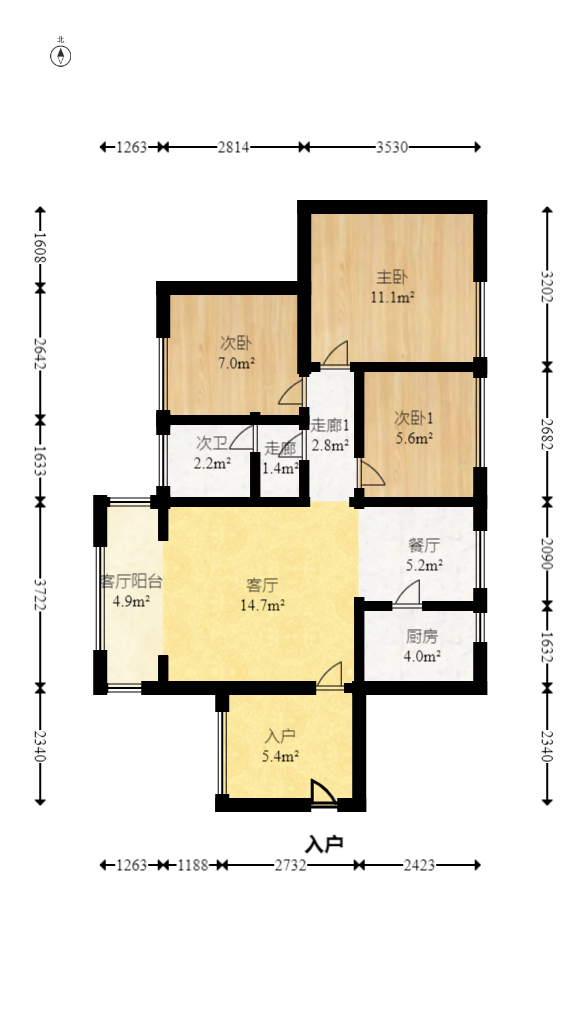 山海苑  3室2厅1卫    145.0万 山海苑  3室2厅1卫    145.0万户型图