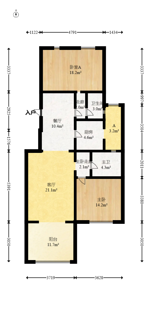 绿地公馆（绿地名邸）  3室2厅2卫   125.00万室内图1