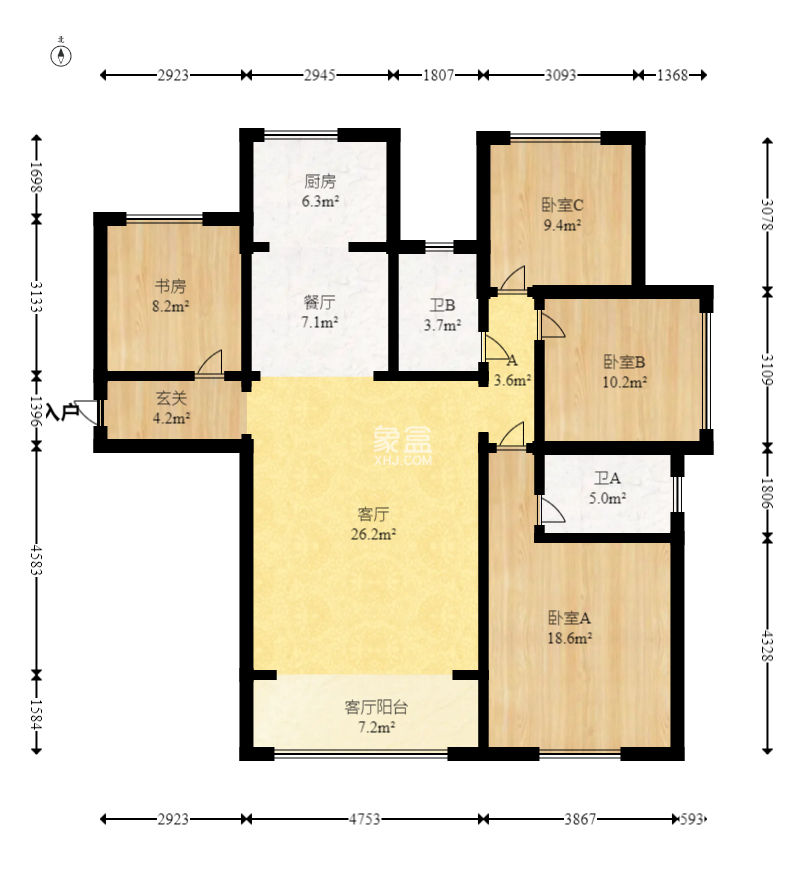 光明E城  4室2厅2卫    122.68万