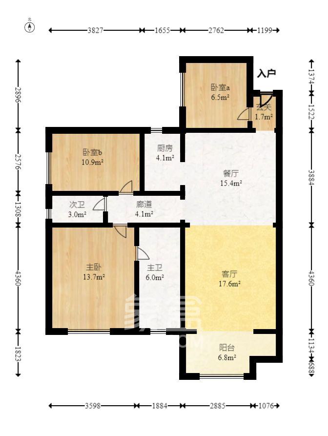 润芳园  3室2厅2卫    1900.0元/月室内图