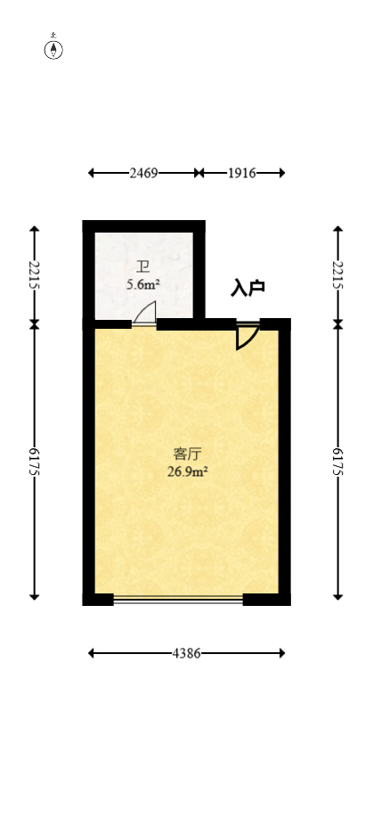 麓谷坐标  1室1厅1卫   34.00万室内图1