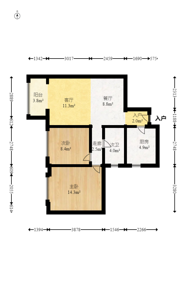 滨海明珠  2室2厅1卫    125.0万 滨海明珠  2室2厅1卫    125.0万户型图