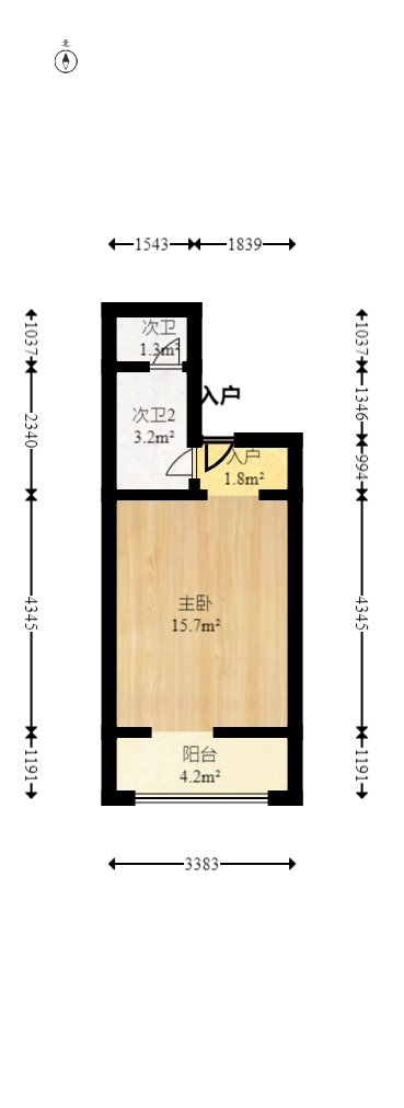 宇建国贸城  1室0厅1卫   59.00万室内图1
