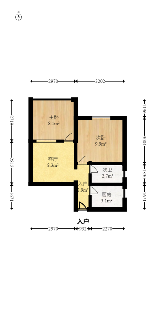 中房青年公寓 2室1厅1卫 88.0万 中房青年公寓 2室1厅1卫 88.0万户型图