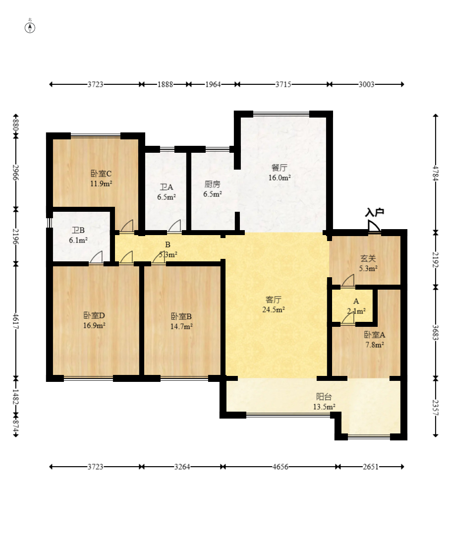 保利和光尘樾 4室2厅2卫 145.0万 保利和光尘樾 4室2厅2卫 145.0万户型图