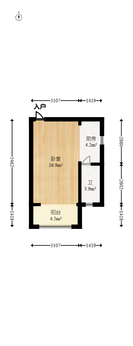 御景龙城  1室1厅1卫   18.00万室内图1