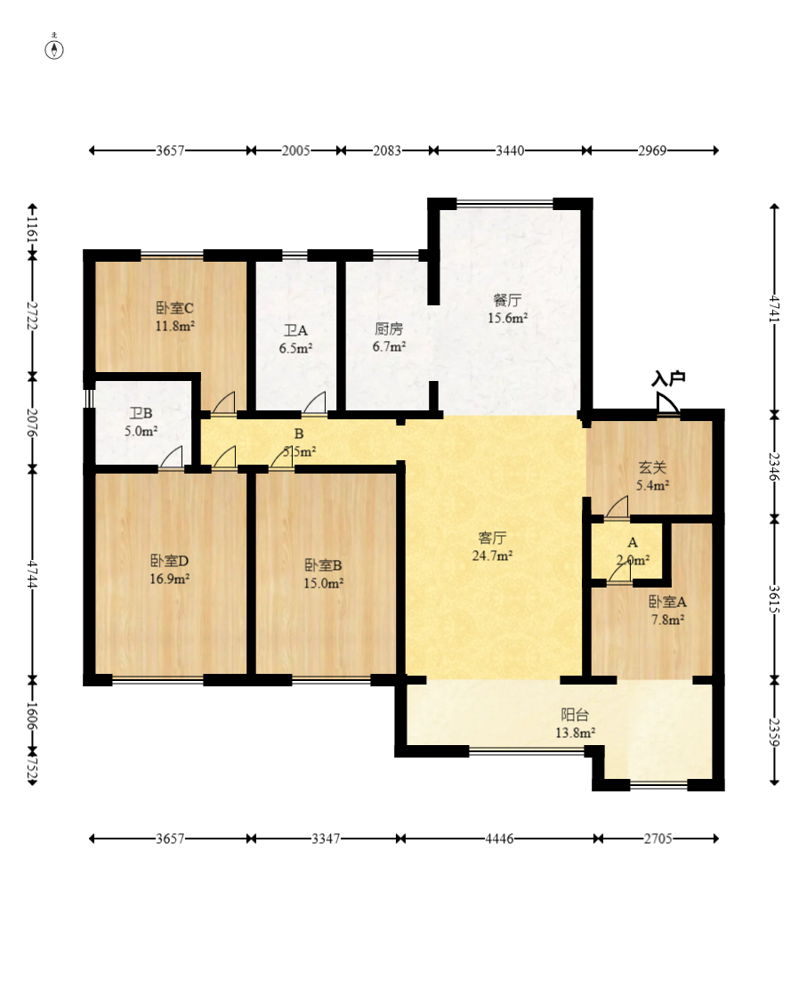 保利和光尘樾  3室2厅2卫   158.00万室内图1