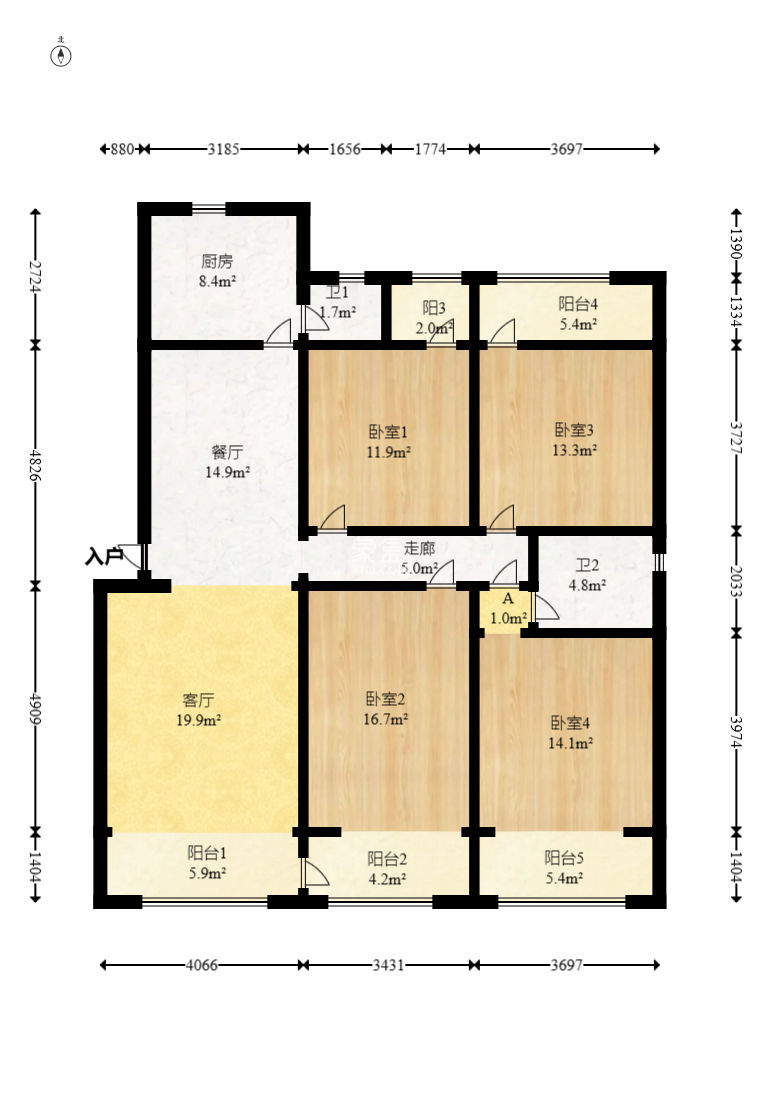 长橡宿舍  4室2厅1卫   85.00万