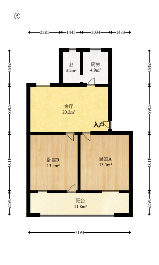 周南中学宿舍  2室1厅1卫   71.00万室内图1