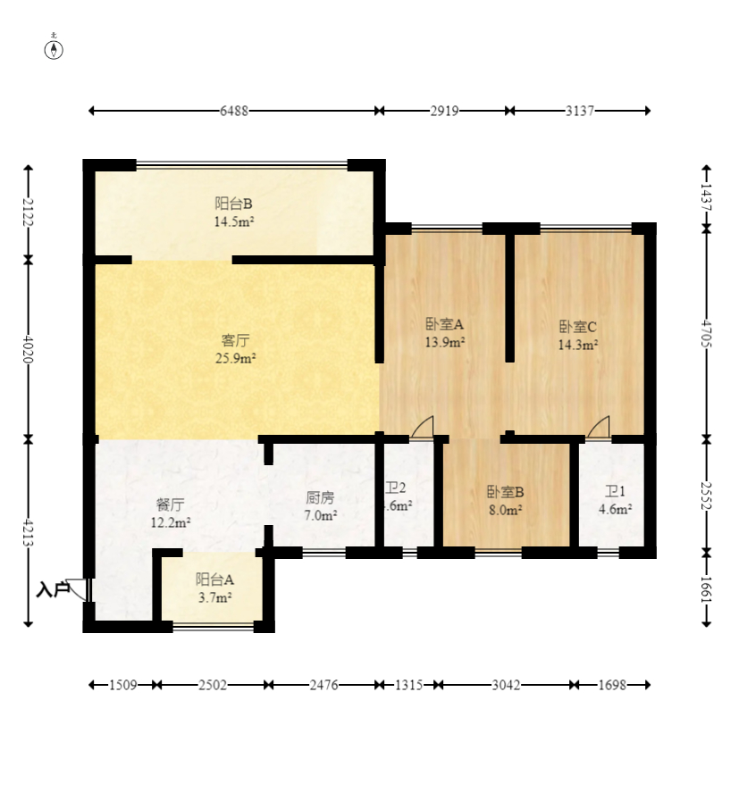 建发玖洲观澜  5室2厅1卫   298.00万室内图1