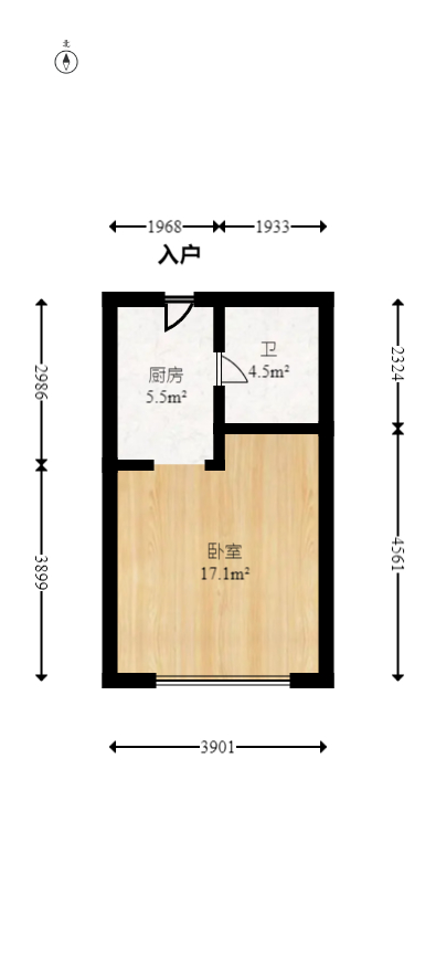 恒大华府  1室1厅1卫   22.90万室内图1