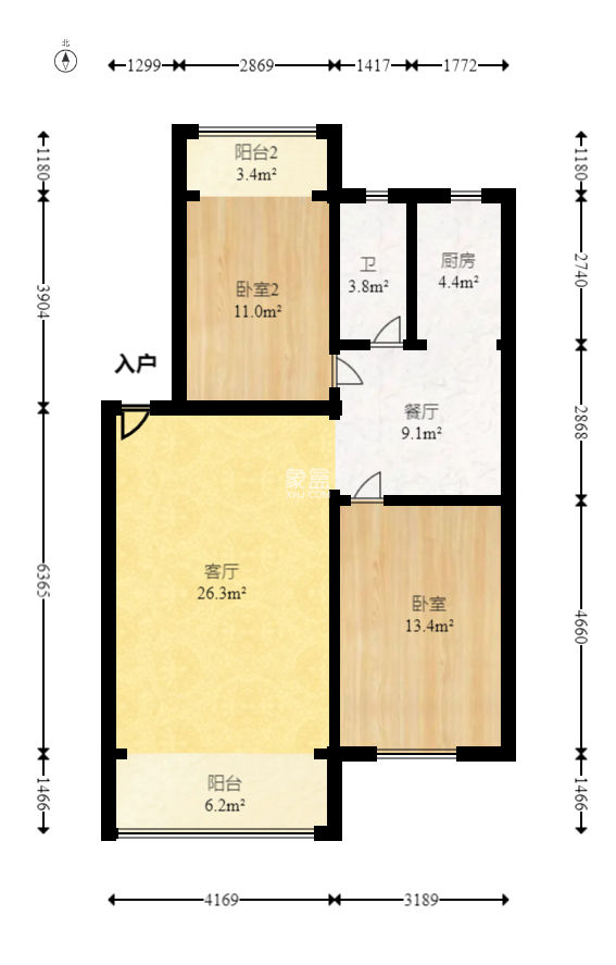 咸嘉新村嘉兴苑  2室2厅1卫    65.0万