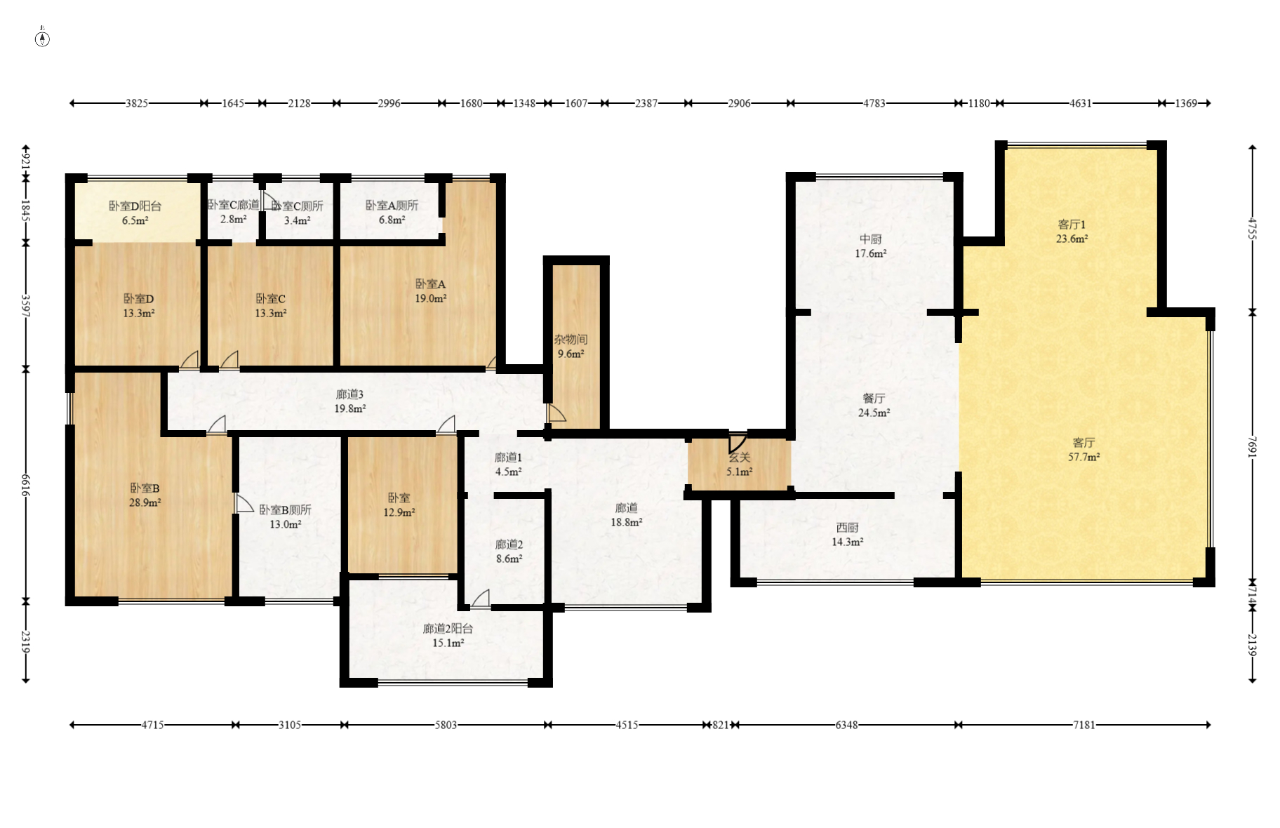 珠江颐德公馆 7室2厅4卫 1380.0万 珠江颐德公馆 7室2厅4卫 1380.0万户型图