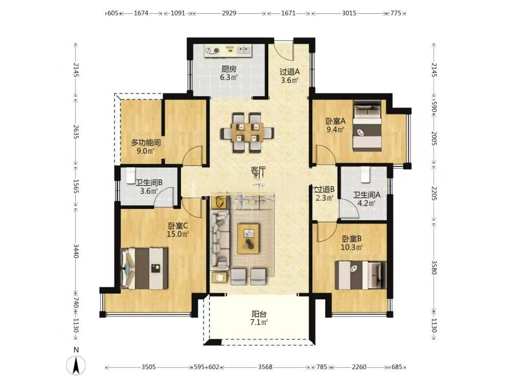 金轮津桥华府 4室2厅2卫 92.0万 金轮津桥华府 4室2厅2卫 92.0万室内图
