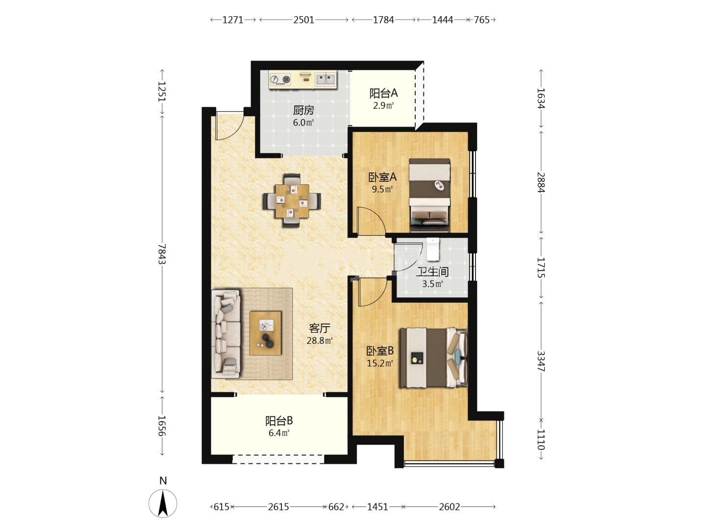田心公馆 2室2厅1卫 29.8万 田心公馆 2室2厅1卫 29.8万室内图
