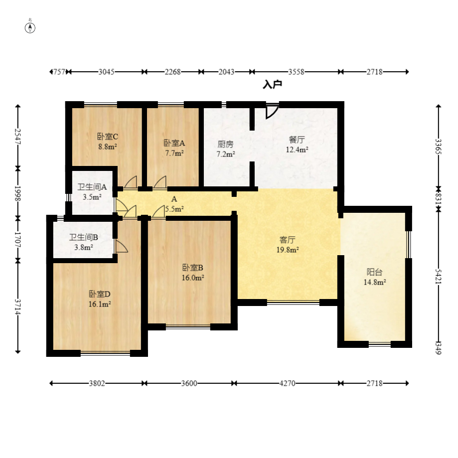 福天藏郡院子  4室2厅2卫    132.0万 福天藏郡院子  4室2厅2卫    132.0万户型图