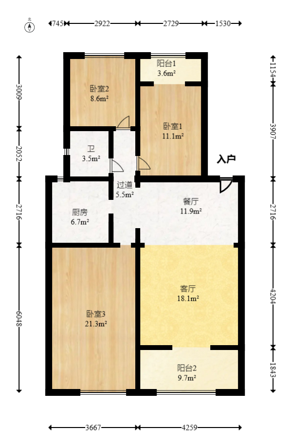 锦绣中星  3室2厅1卫    56.0万 锦绣中星  3室2厅1卫    56.0万户型图
