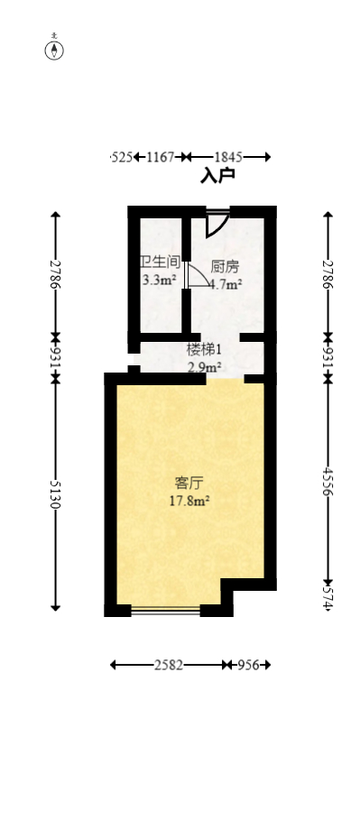 越秀湘江星汇城一期  2室2厅1卫   28.00万室内图1