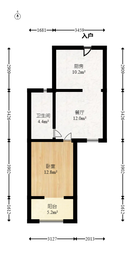 怡海星城  1室1厅1卫    26.8万室内图1