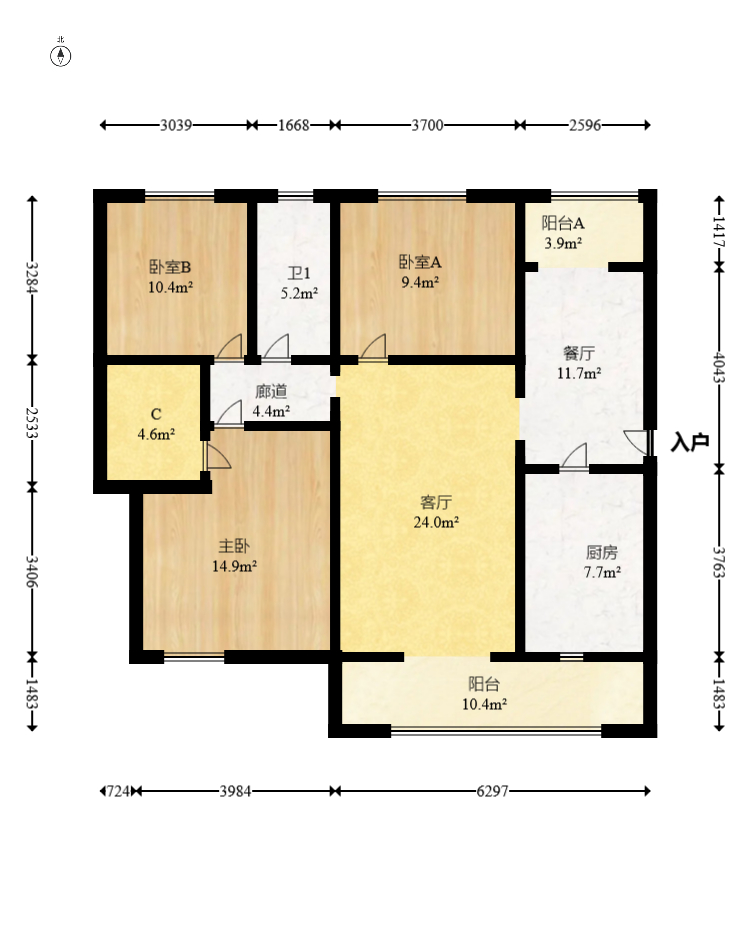 江山帝景哈佛  3室2厅1卫    128.88万室内图1