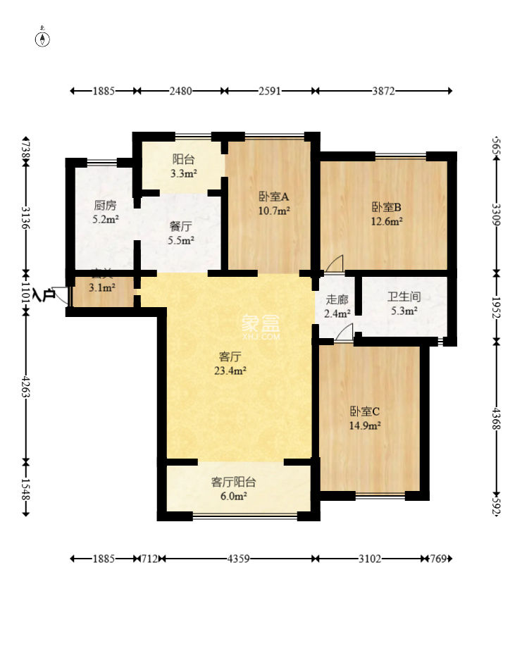 保利花园  3室2厅1卫   90.00万