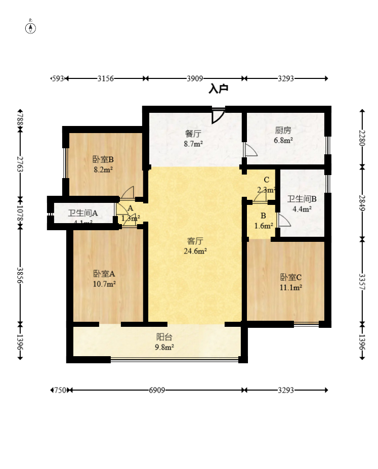 中建璟和城  4室2厅2卫   135.80万室内图1