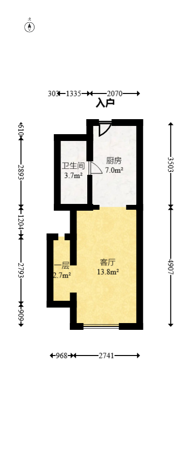 金地铂悦  2室1厅1卫   35.00万室内图1