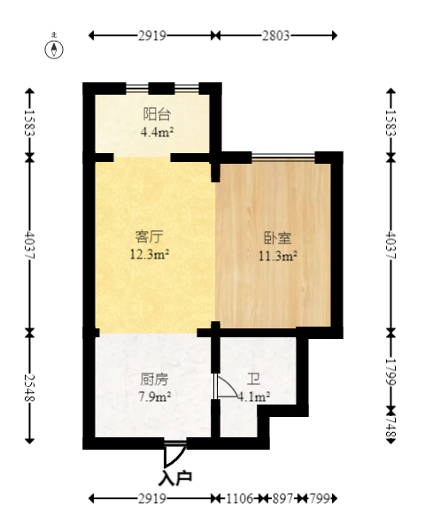 奥林匹克花园贡院三期  1室0厅0卫   26.00万室内图1