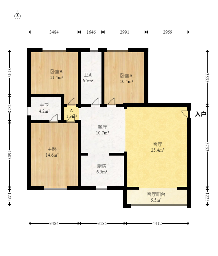 丰禧园 3室2厅2卫 128.0万 丰禧园 3室2厅2卫 128.0万户型图