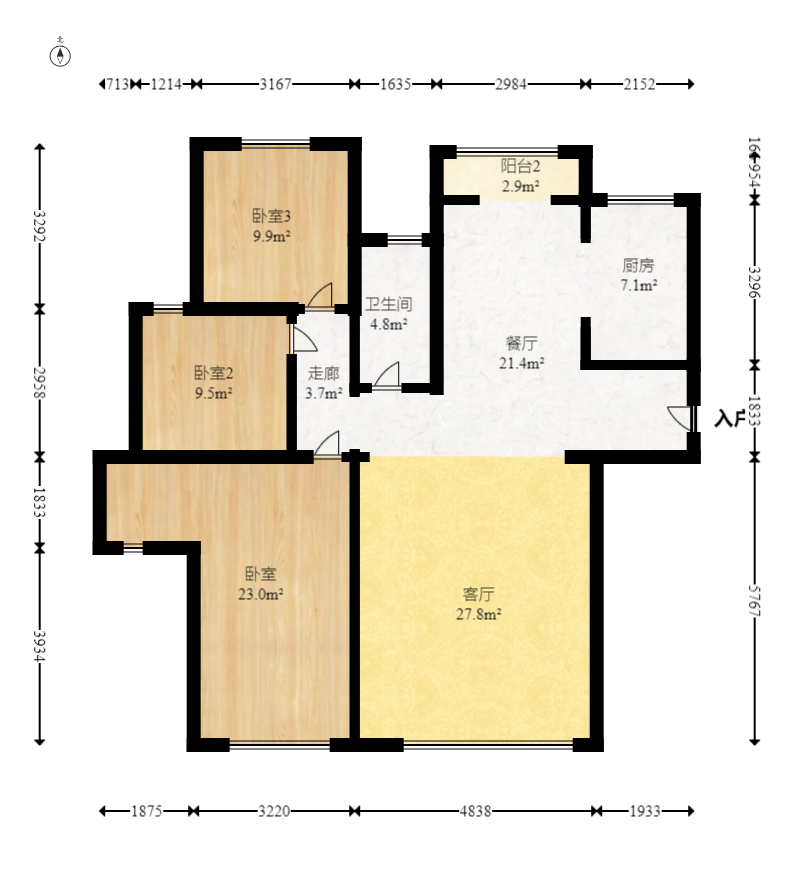 广悦星苑润园  3室2厅2卫   100.00万室内图1