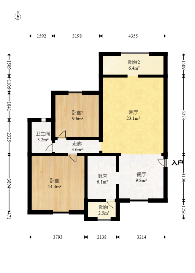 三景华御  2室2厅1卫   60.80万室内图1