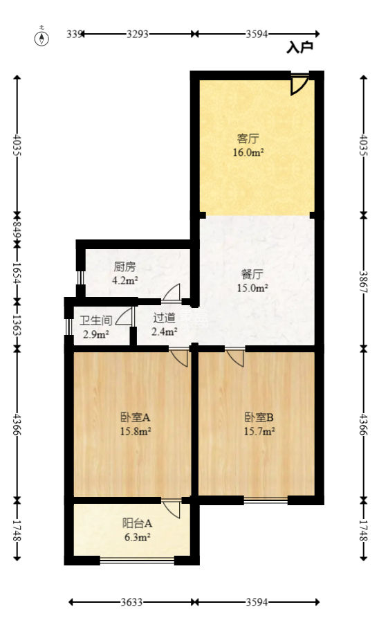 复兴街77号建行宿舍  2室2厅1卫   62.80万