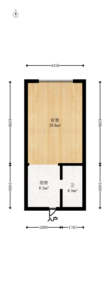 御溪国际  1室1厅1卫   33.80万室内图1