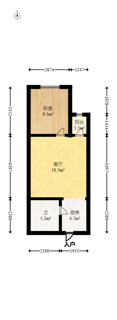 万芙锦城  1室1厅1卫    30.88万室内图1